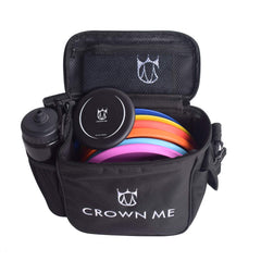 CROWN ME open bag showing compartments and pockets for course accessories