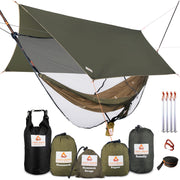 Cushy Camper hammock front overview showing complete kit and benefits