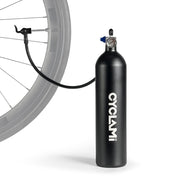 CYCLAMI front view of aluminum inflator showing compact design and portability benefit