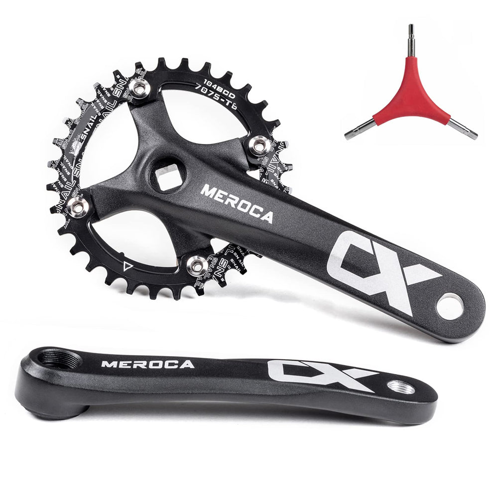 Cyclon crankset front view showing arms and chainring, improves drivetrain reliability