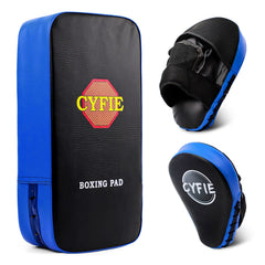 Cyfie front view of mitts and kick pad showing complete set and versatility