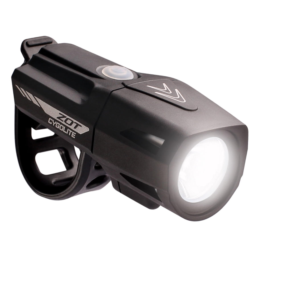 Cygolite Zot front view showing compact headlight and bezel for improved visibility