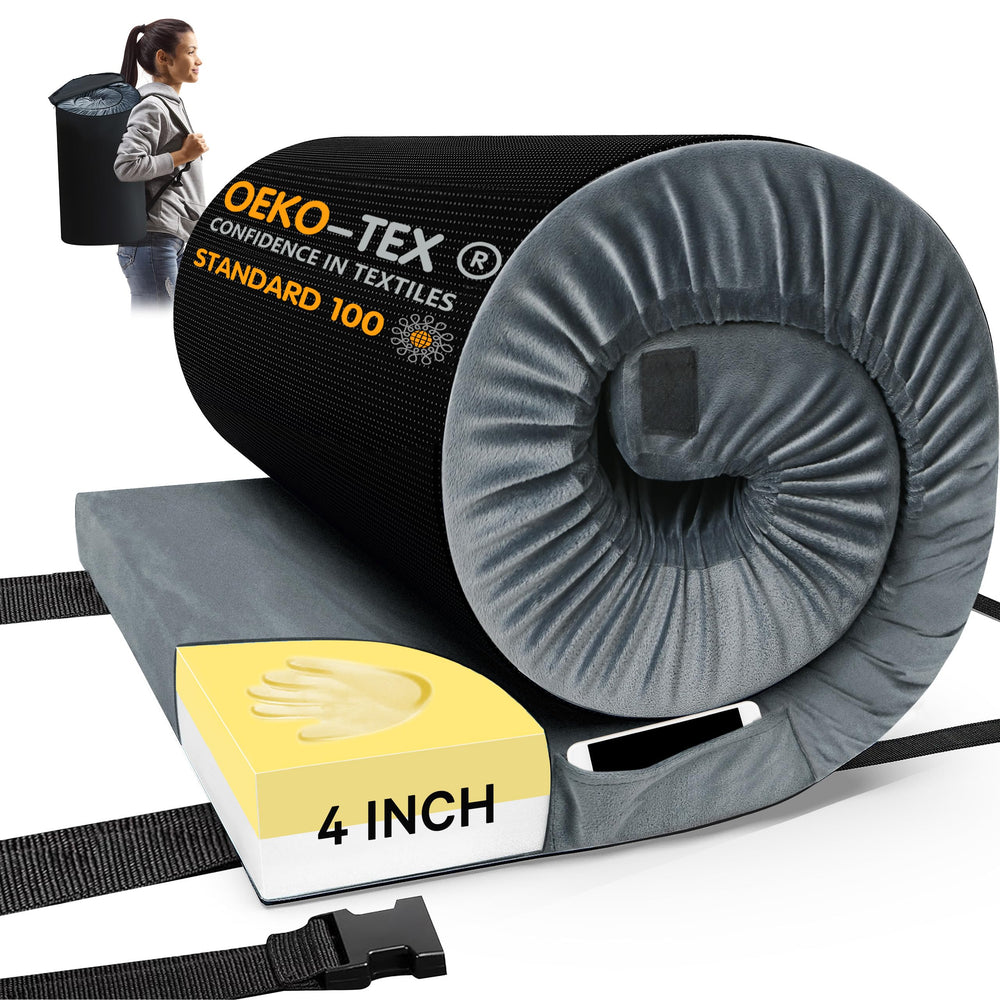 CYMULA front view of rolled mat in travel bag shows portability and easy carry