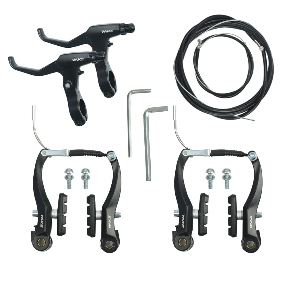CYSKY front and rear V brakes full kit installed view, reliable stopping