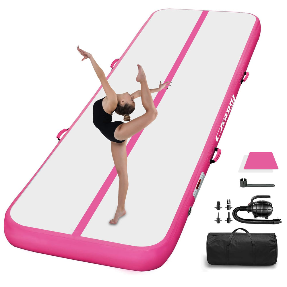CZGBRO front view of pink air mat showing full length and landing surface benefit