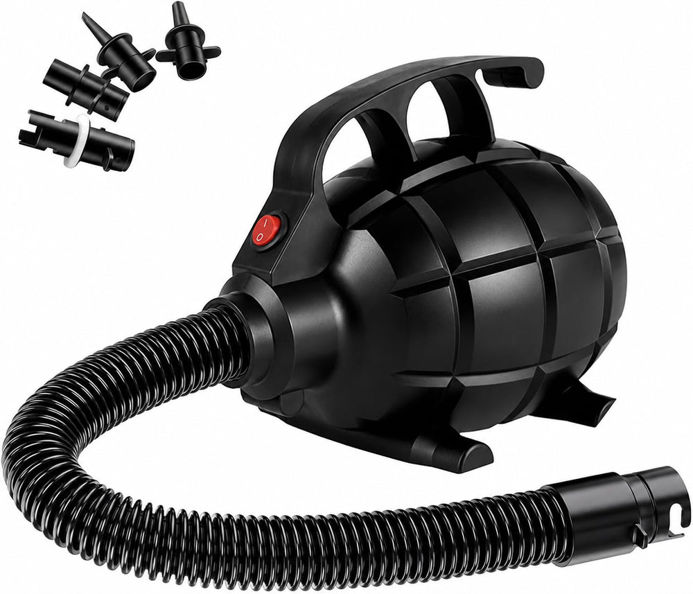 CZGBRO pump front view showing compact design and sturdy build for fast inflation