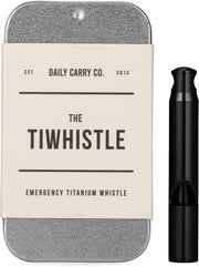 DAILYCARRYCO. titanium whistle front view showing compact form and easy carry