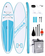 DAKUWAR front view folded SUP showing compact transport and easy carry