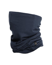 DANISH ENDURANCE front view of dark navy neck gaiter shows sleek fit and breathable design