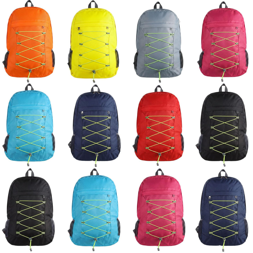 Dansydaisy front view of multicolor backpack pack showing organized colors and convenience