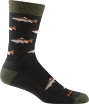 Darn Tough front view of charcoal crew sock showing fit and style benefit comfort
