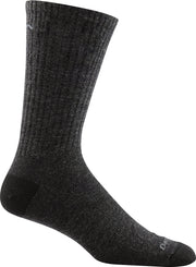 Darn Tough Vermont front view of charcoal dress crew socks showing fit benefit