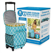 dbest products front view Moroccan tile compact cooler shows pattern and portability benefit