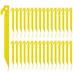 Deekin front packaging showing 80 yellow stakes, high visibility for quick find