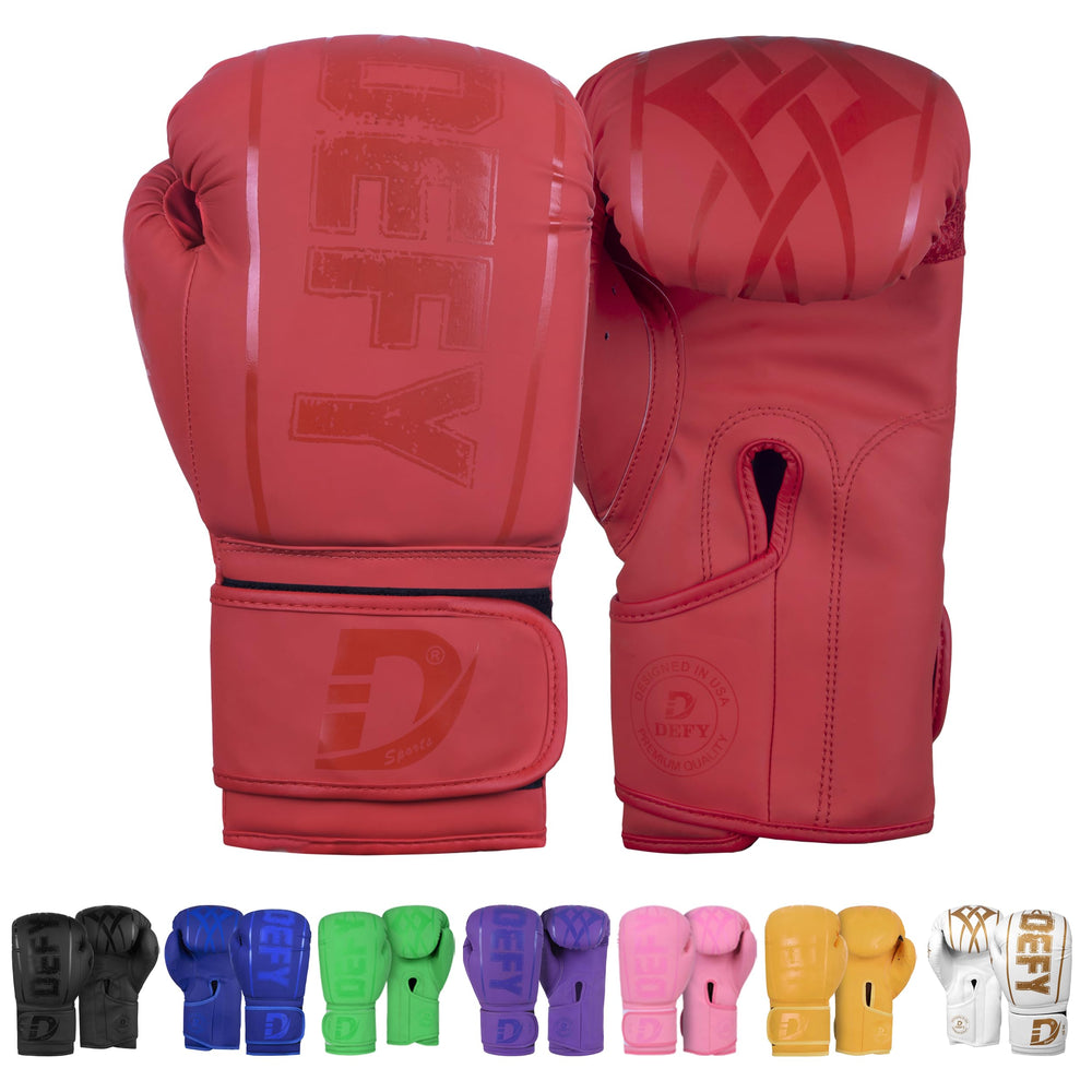DEFY red gloves front view showing design and color, clear protective profile