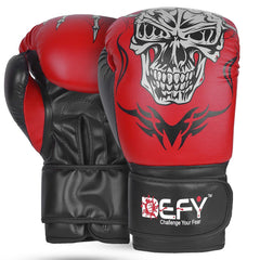 Defy Sports glove front view showing skull design and secure closure benefit