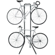 Delta rugged rack front view showing full stand and two bikes, saves floor space