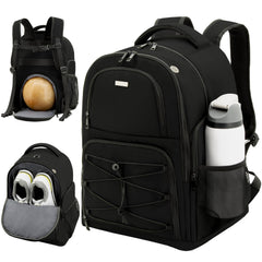 DerHutzucker front view of backpack showing organized pockets and sleek profile for convenience