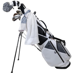 Devant Sport Towels next to a golf club showing 22x44 size for generous cleaning surface benefit