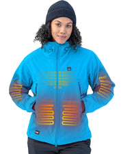 DEWBU front view of ice blue jacket showing fit and full-coverage warmth