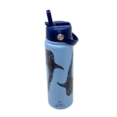 DiscoverSharks bottle in a hiking hand demonstrating leak-proof travel benefit