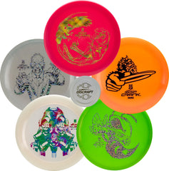 Discraft mini big z five discs laid out showing variety and quick selection benefit