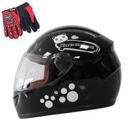 DJGLKREJG helmet front view showing panda graphic and clear visor for fun protection