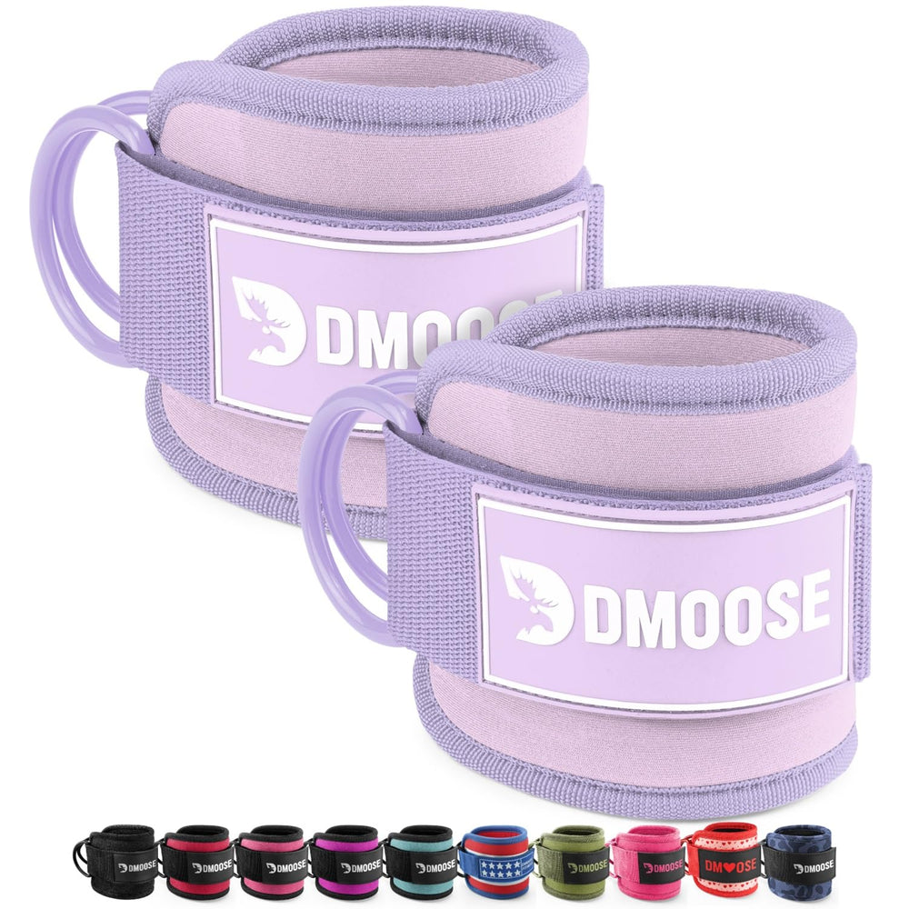 DMoose Fitness front view of lilac ankle straps showing pairing and fit benefit