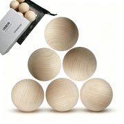 DONZWIYES front view of six wooden hockey balls showing set and bag — durable training set