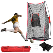 Doubleriver front view of 4x7 ft net showing target and stability benefits