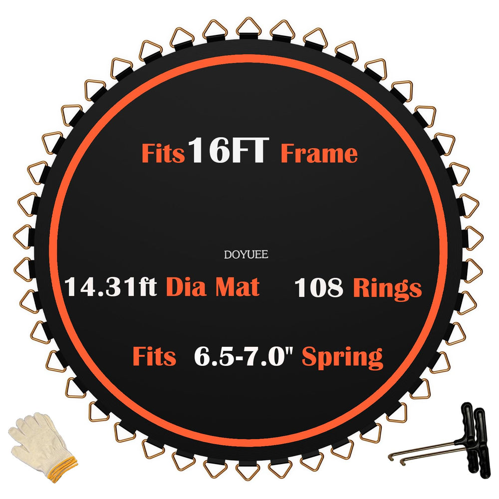 Doyuee front view of 16ft replacement mat showing packaging and fit benefits