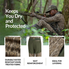 Drake Waterfowl detailed view of pockets and inner knee-pad pocket for storage