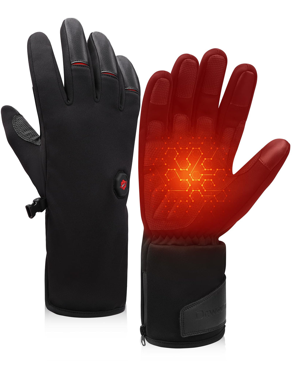 Dr.Warm front view of gloves showing slim fit and full coverage warmth benefit