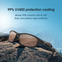 Duduma brown TAC lens close-up showing polarization and glare reduction benefit