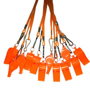 DYBADYSA front view of orange whistles showing visibility and quantity