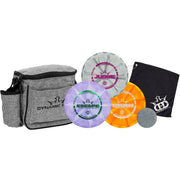 D·D Dynamic Discs front pack showing three discs and bag for easy starter setup