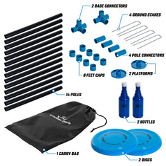 D·D DYNAMIC DISCS assembled poles upright with bottle on top illustrating sturdy play support