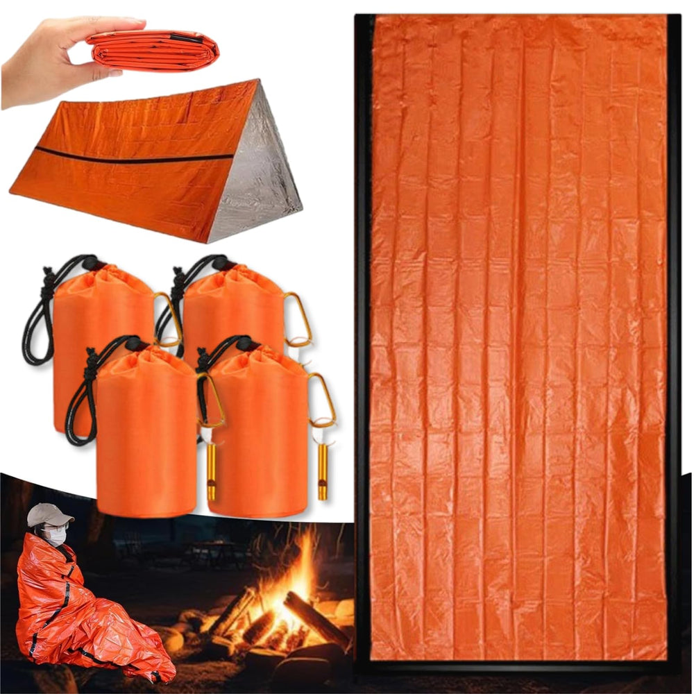 Dzronda front packaging showing four bivy sacks and whistles, compact emergency kit benefit