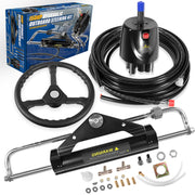 E-cowlboy front packaging showing complete 150HP steering kit and included parts