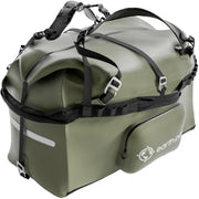 Earth Pak duffel front view showing roll-top closure and handles for dry protection