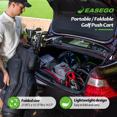 EASEGO side profile unfolded showing stable three-wheel stance on turf