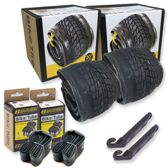Eastern Bikes front packaging showing two 20-inch tires and branding, clear upgrade benefit