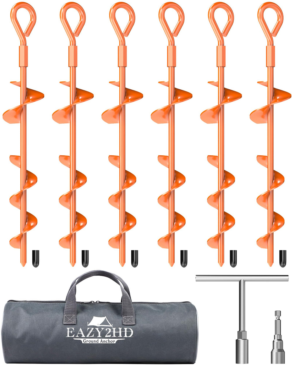 Eazy2hD front view of six anchors showing kit and benefits