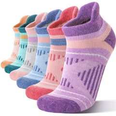 EBMORE front packaging showing six colorful merino wool ankle socks and value pack benefit