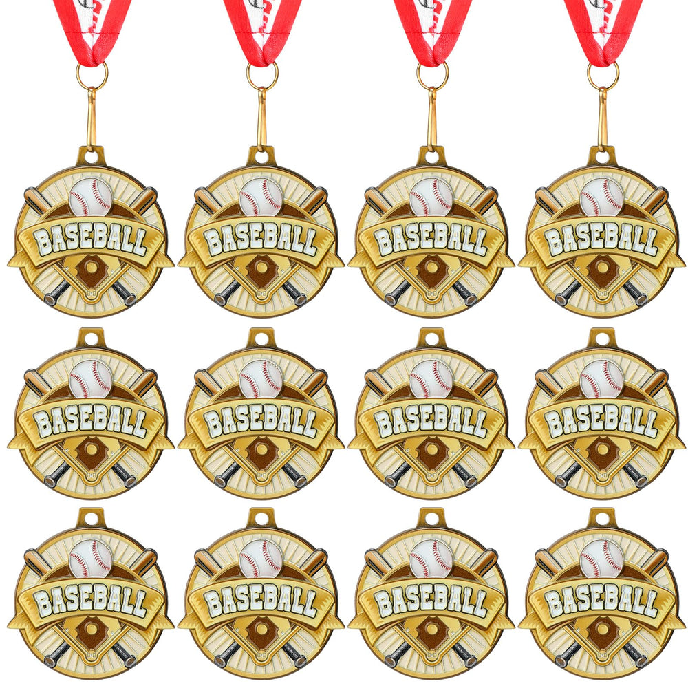 Ecation front view gold baseball medal showing stylish design benefit recognition