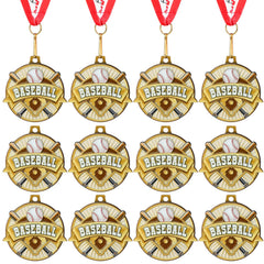 Ecation front view gold baseball medal showing stylish design benefit recognition