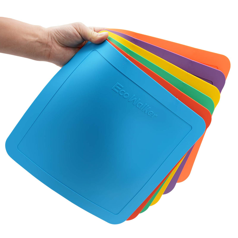 Eco Walker front view of six flat square markers showing colors and layout benefits
