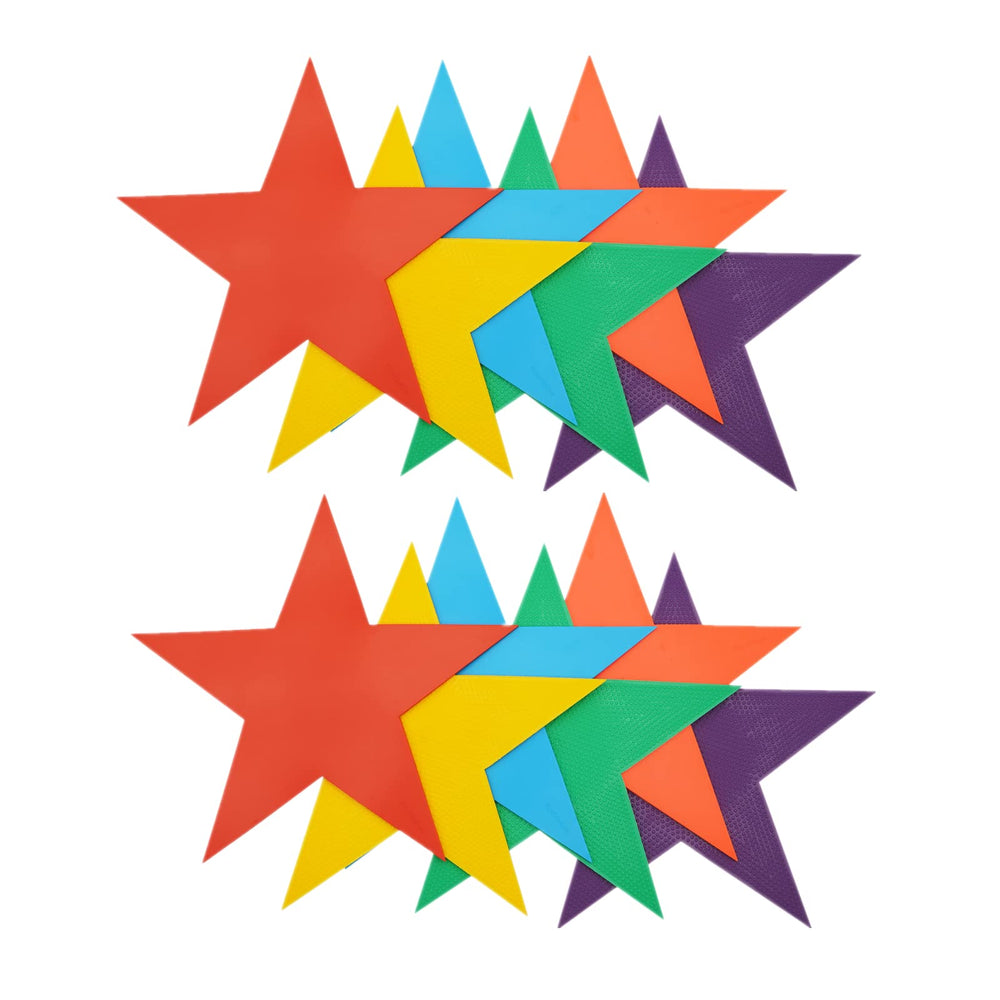 Eco Walker front view of 12pcs star markers showing colorful package and visibility benefit
