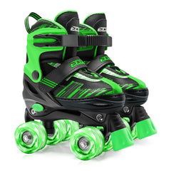ECOO front view of skates showing fit and secure closures for safer play