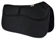 ECP pad front view showing contoured shape and diamond-quilted top for stable saddle placement
